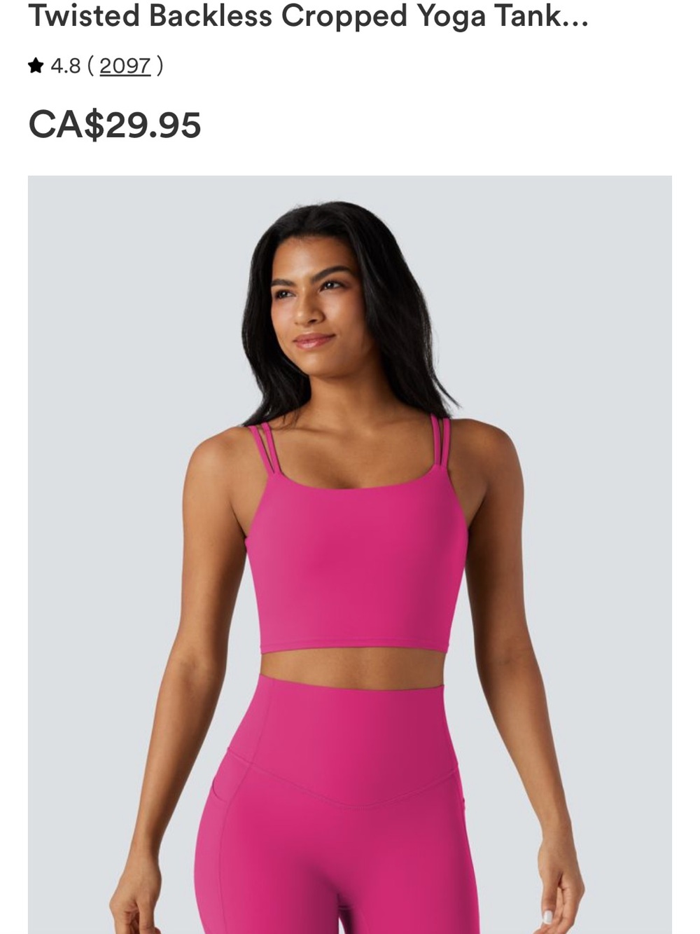 Halara Twisted Backless Cropped Yoga Tank Top - Pink